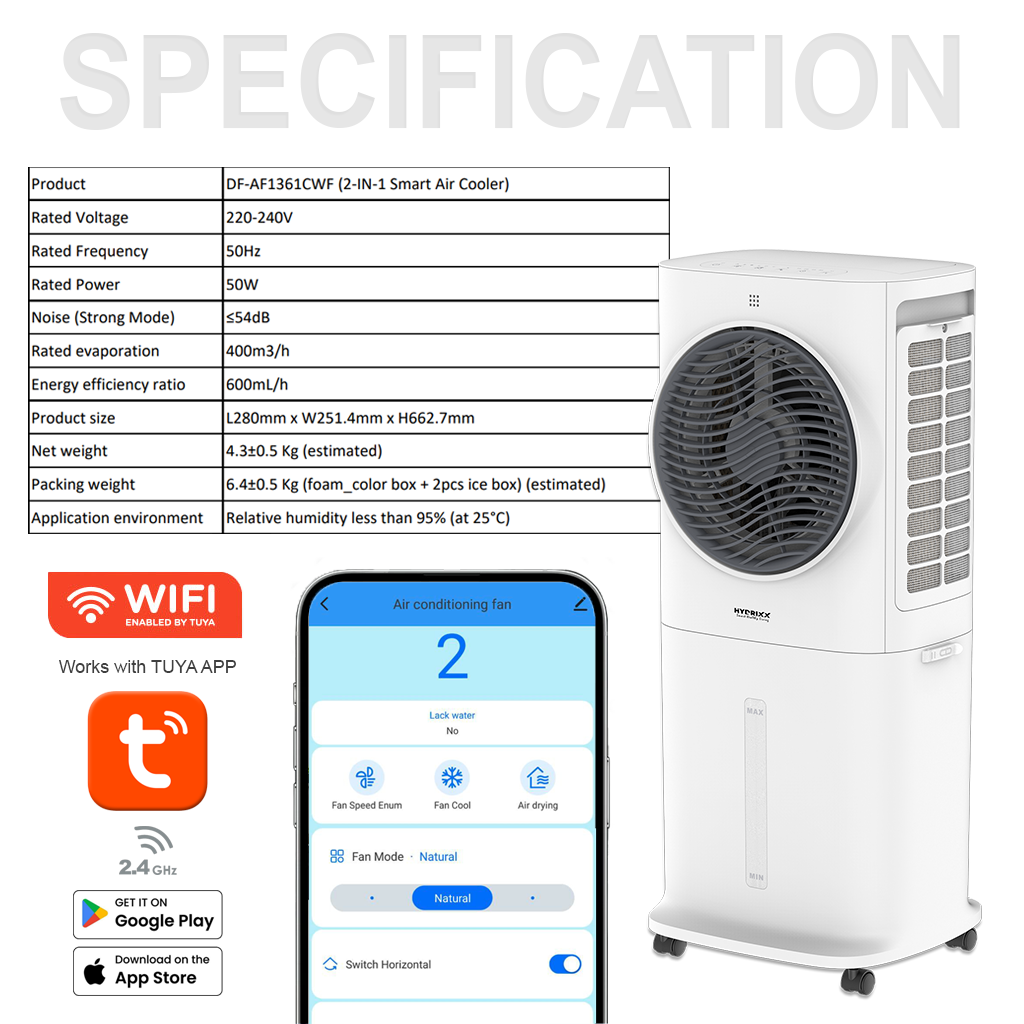 Hydrixx Smart Air Cooler with Humidifier with Removable 10L Water Tank - Image 9
