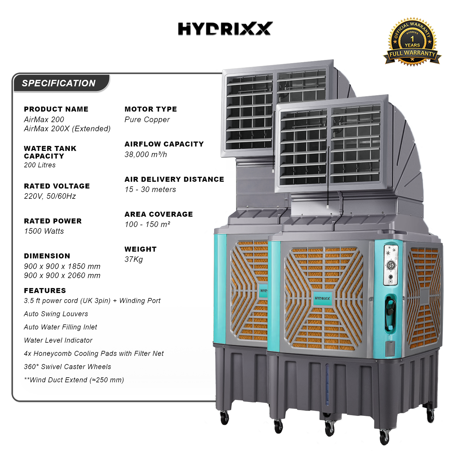 【200L】Air Max 200 High Power Commercial/Industrial Air Cooler - Image 7