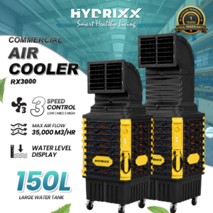 【150L】Industrial Air Cooler RX3000 Heavy Duty Cooling Fan with Portable Wheel