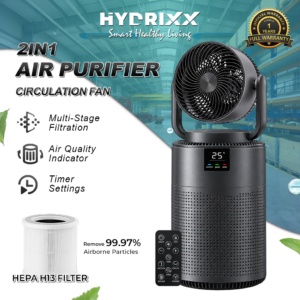 Hydrixx 2in1 Air Purifier Circulation Fan with HEPA Filtration