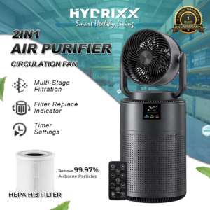 Hydrixx 2in1 Air Purifier Circulation Fan with HEPA Filtration