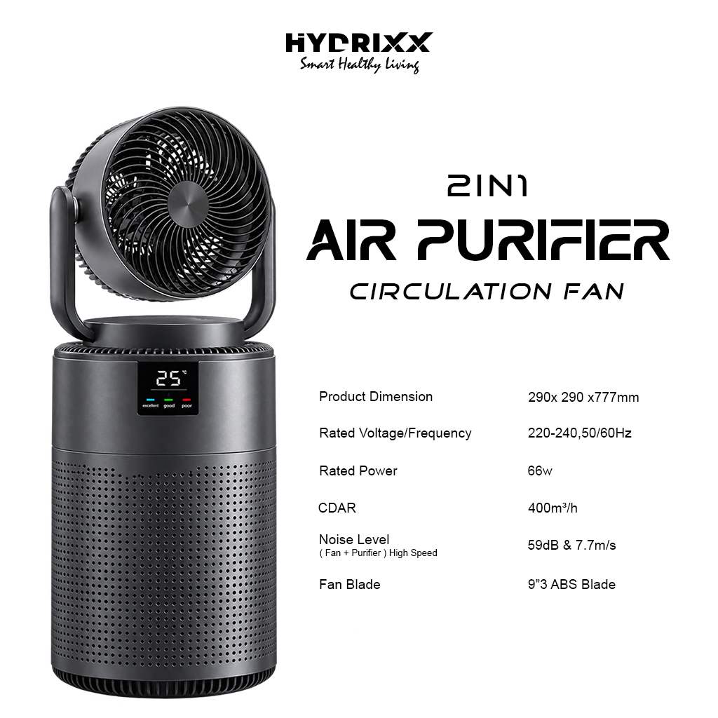 Hydrixx 2in1 Air Purifier Circulation Fan with HEPA Filtration - Image 6